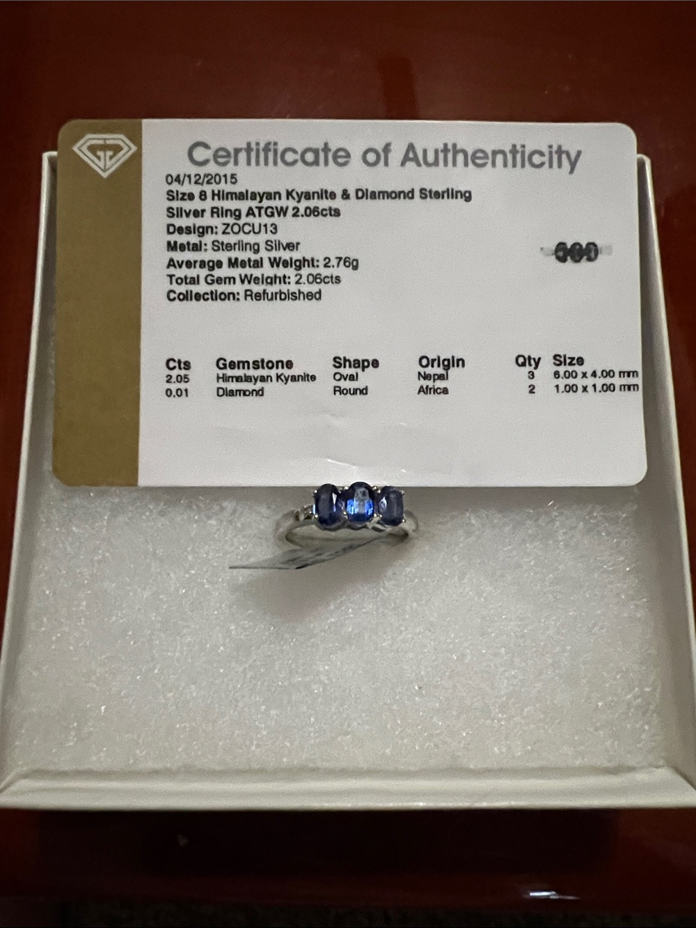 Himalayan Kyanite & Diamond Sterling Silver Ring - Blue Stones